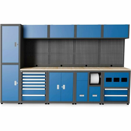 CHERY  INDUSTRIAL Multifunctional Steel Garage Storage Cabinet W/ Doors, Sliding Drawers Blue-5-Pieces JINWB108GBL01